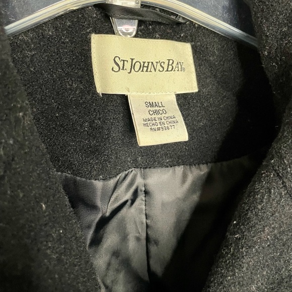 Womens St. John’s Bay Black Wool Peacoat - Picture 4 of 7